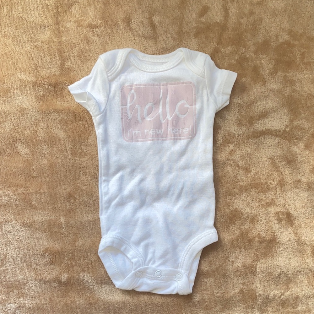 White and Pink Baby Onesie